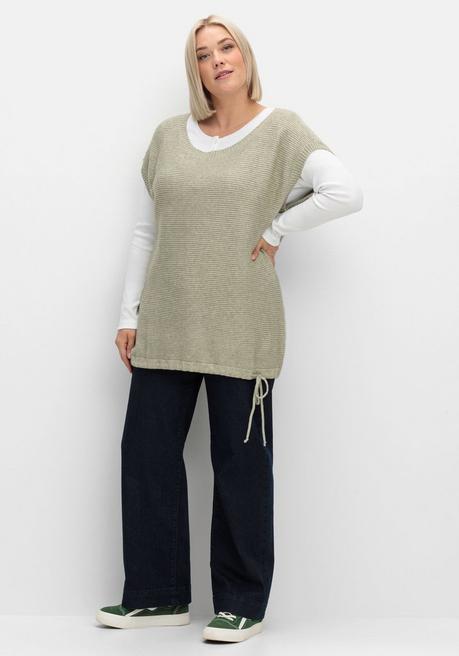 sheego Pullunder im Rippmuster mit Kordelzug am Saum - khaki sheego Bis zu 60% Rabatt