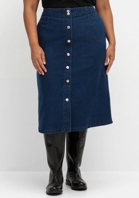 sheego Jeansrock mit Zierknopfleiste, in A-Linie - blue Denim sheego Nur für heute