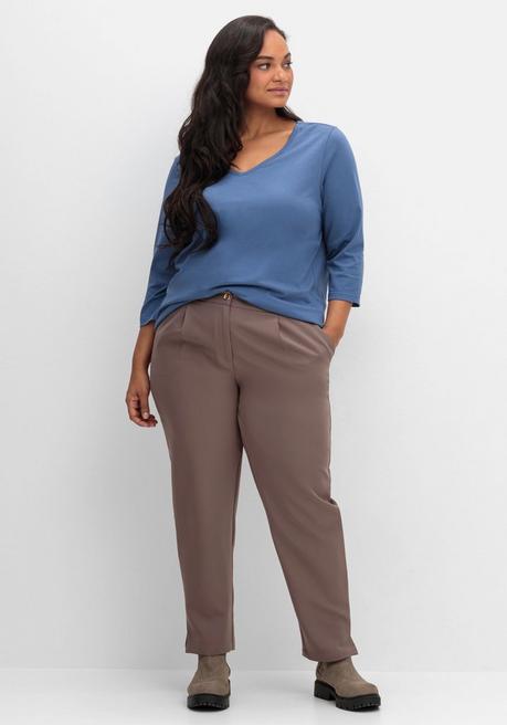 sheego Shirt mit 3/4-Ärmeln und V-Ausschnitt - jeansblau sheego Sonderangebot der Fabrik