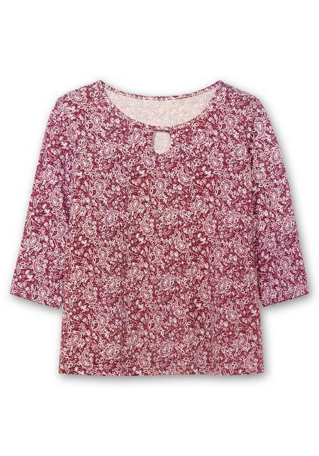 sheego 3/4-Arm-Shirt mit Cut-out am Ausschnitt - bordeaux gemustert sheego Vierteljährliche Förderung