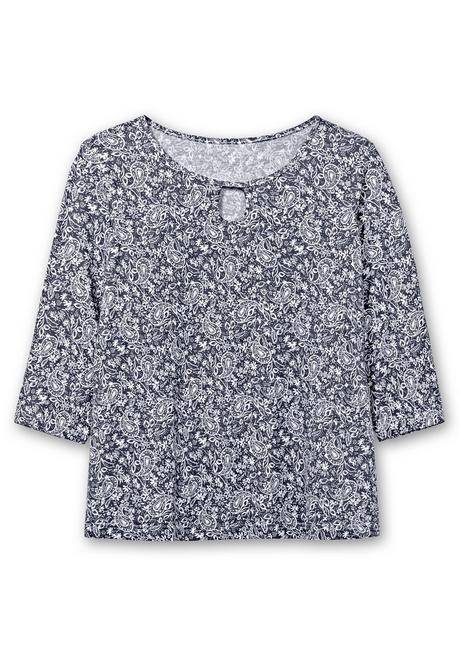 sheego 3/4-Arm-Shirt mit Cut-out am Ausschnitt - marine gemustert sheego Bis zu 55% Rabatt