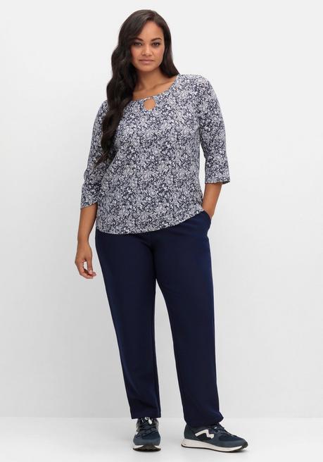 sheego 3/4-Arm-Shirt mit Cut-out am Ausschnitt - marine gemustert sheego Bis zu 55% Rabatt