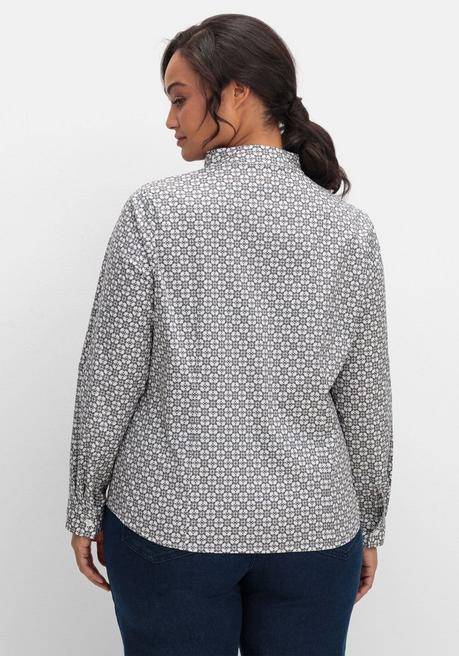 sheego Figurbetonte Bluse mit Stehkragen, bügelfrei - ecru gemustert sheego Discount Store für neue Produkte