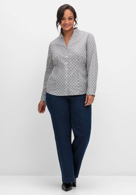 sheego Figurbetonte Bluse mit Stehkragen, bügelfrei - ecru gemustert sheego Discount Store für neue Produkte