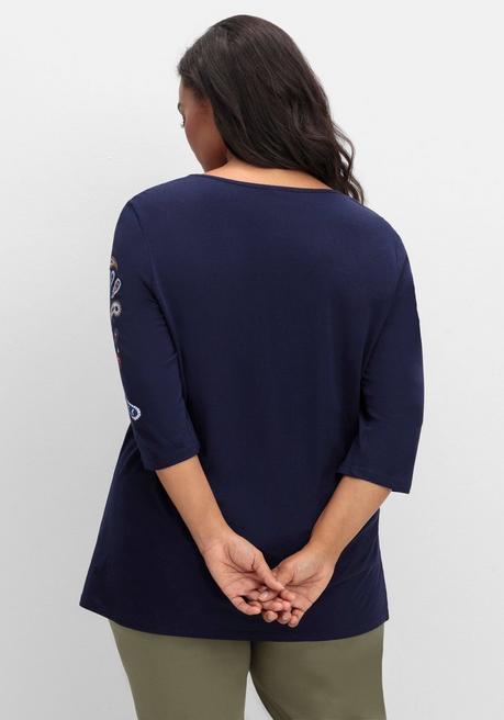 sheego 3/4-Arm-Shirt mit platziertem Paisley-Print - marine bedruckt sheego Super Rabatt