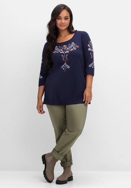 sheego 3/4-Arm-Shirt mit platziertem Paisley-Print - marine bedruckt sheego Super Rabatt