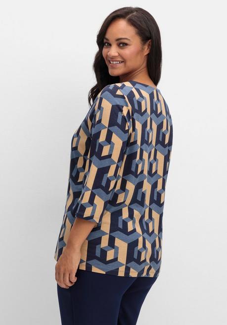 sheego 3/4-Arm-Shirt mit grafischem Print - marine gemustert sheego Riesige Rabatte