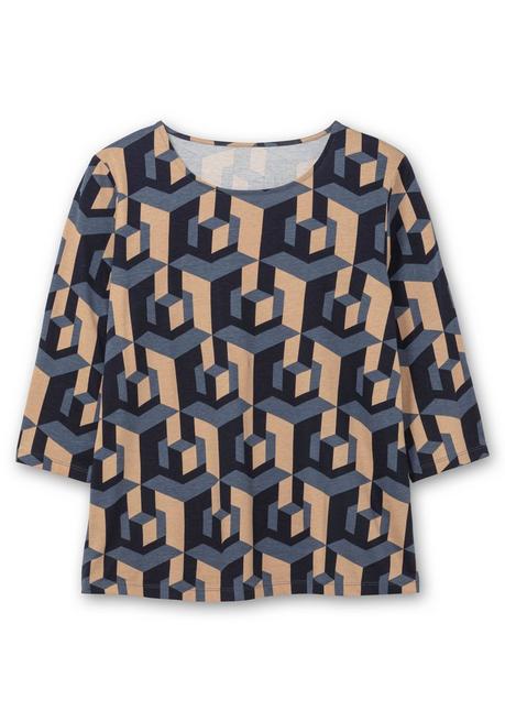sheego 3/4-Arm-Shirt mit grafischem Print - marine gemustert sheego Riesige Rabatte