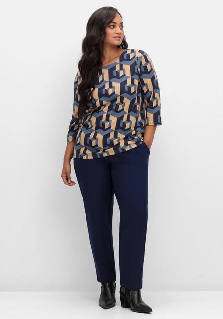sheego 3/4-Arm-Shirt mit grafischem Print - marine gemustert sheego Riesige Rabatte