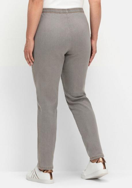 sheego Schmale Jeans mit Stretchbund, ohne Taschen - grey Denim sheego Fabrikladen