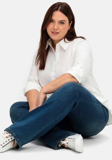 sheego Bootcut Stretch-Jeans mit Bodyforming-Effekt - dark blue Denim sheego Speichern exportieren