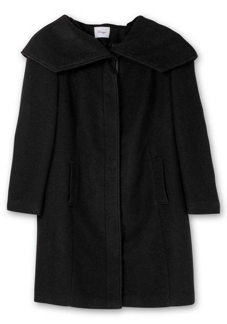 sheego Taillierter Mantel mit großem Kragen und Wollanteil - schwarz sheego Black Friday Preise