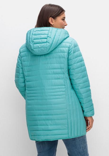 sheego Leicht wattierte Longsteppjacke mit Kapuze - aqua sheego Im Verkauf
