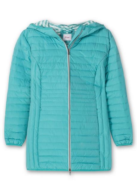 sheego Leicht wattierte Longsteppjacke mit Kapuze - aqua sheego Im Verkauf