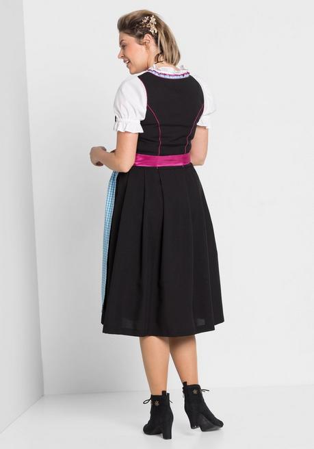 sheego Dirndl mit Schürze und Bluse 3tlg. - schwarz-türkis sheego 50% Rabatt für begrenzte Zeit