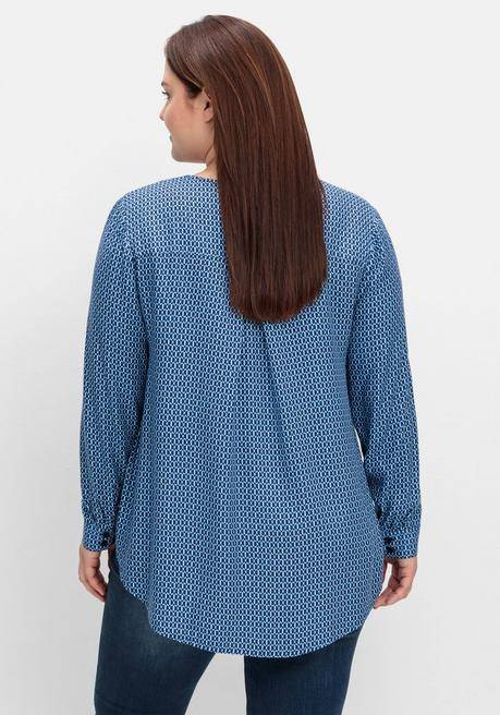 sheego Bluse mit Minimalprint, in leichter A-Linie - tiefblau gemustert sheego Online
