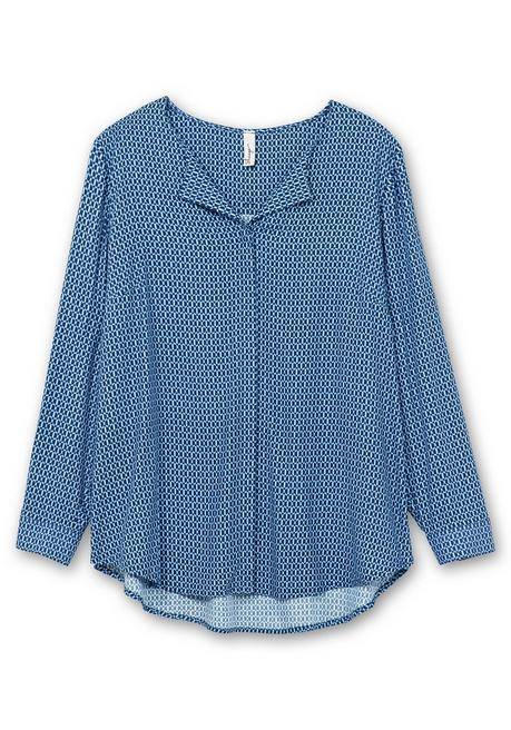 sheego Bluse mit Minimalprint, in leichter A-Linie - tiefblau gemustert sheego Online