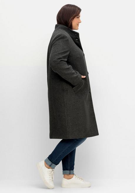 sheego Oversized-Mantel mit Stehkragen, in flauschiger Qualität - anthrazit meliert sheego Verkauf
