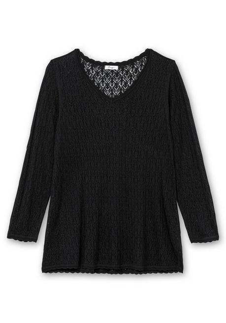 sheego Pullover aus Ajourstrick, in leichter A-Linie - schwarz sheego Hotsell