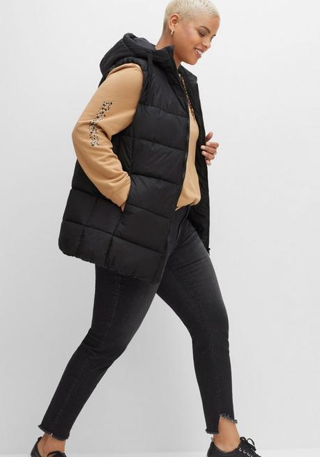 sheego Steppweste in A-Linie, mit Kapuze und 2-Wege-Zipper - schwarz sheego im Angebot