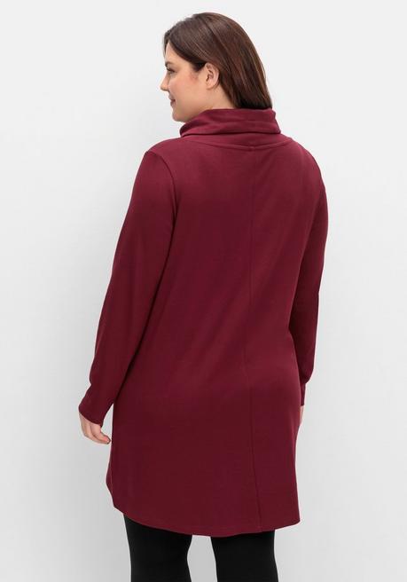 sheego Oversize-Longshirt mit weitem Kragen und Tunnelzug - weinrot sheego Schlussverkauf