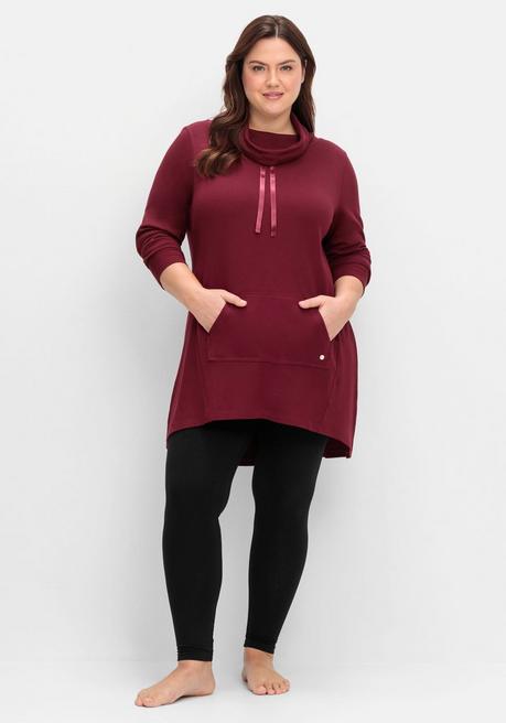 sheego Oversize-Longshirt mit weitem Kragen und Tunnelzug - weinrot sheego Schlussverkauf