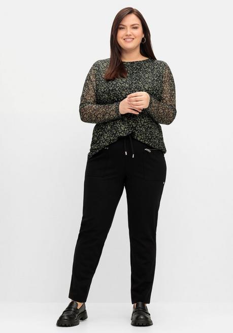 sheego Schmale Joggpants im Cargostil, mit Komfortbund - schwarz sheego Fabrikverkauf