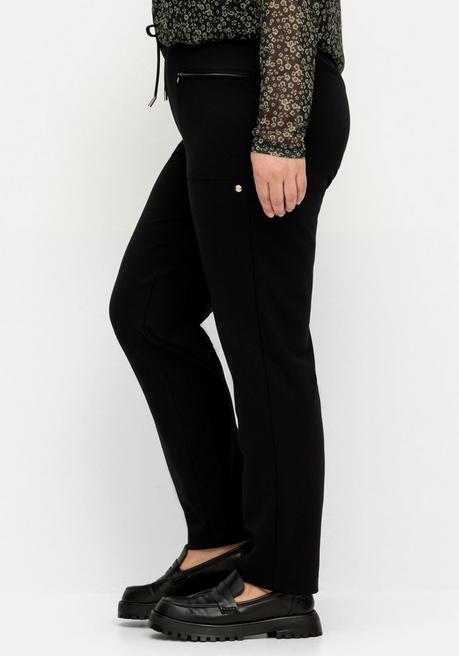 sheego Schmale Joggpants im Cargostil, mit Komfortbund - schwarz sheego Fabrikverkauf