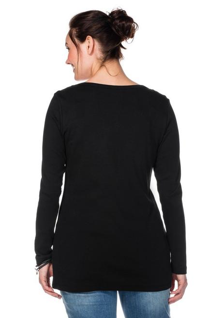 sheego Langarmshirt mit Rundhalsausschnitt, in Rippqualität - schwarz sheego Blitzverkäufe
