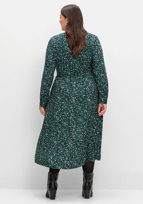 sheego Midikleid mit Tunnelzug in der Taille - tiefgrün gemustert sheego Kostenloser Versand