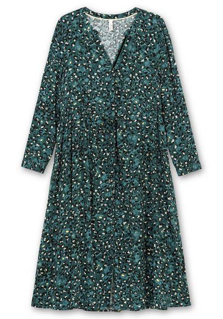 sheego Midikleid mit Tunnelzug in der Taille - tiefgrün gemustert sheego Kostenloser Versand
