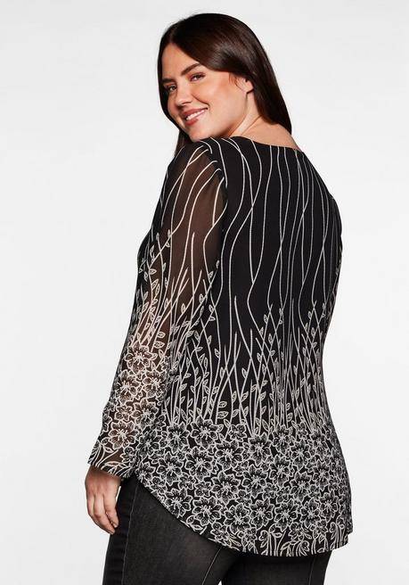 sheego by Joe Browns Tunika mit Blumendruck, in Chiffon-Qualität - schwarz bedruckt sheego Sonderangebot