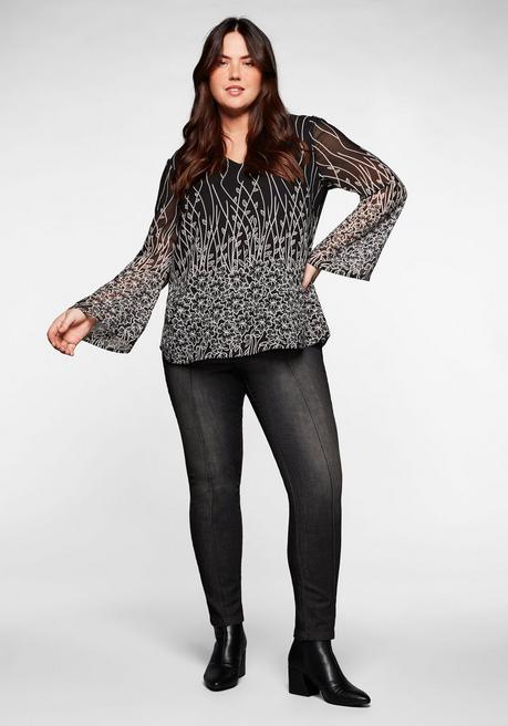 sheego by Joe Browns Tunika mit Blumendruck, in Chiffon-Qualität - schwarz bedruckt sheego Sonderangebot