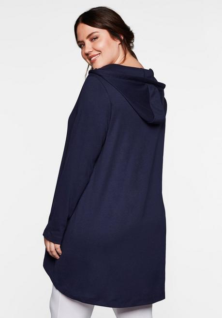sheego Longshirt mit Kängurutasche, im Vokuhila-Schnitt - marine sheego Flash Sale