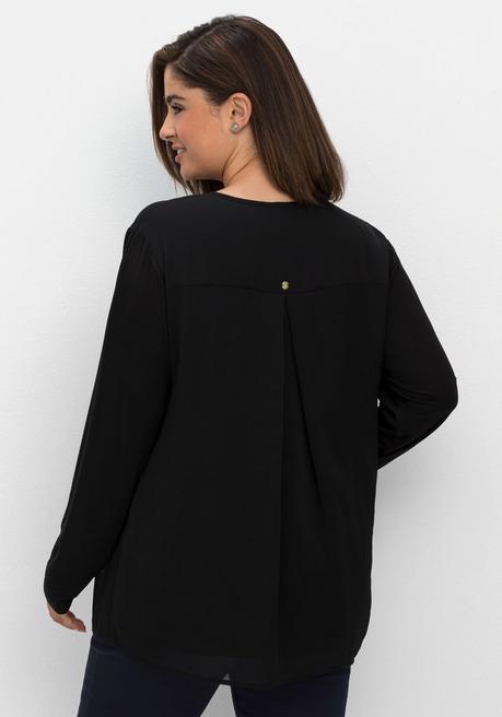 sheego Tunika im Lagenlook aus Chiffon und Jersey - schwarz sheego Begrenztes Angebot