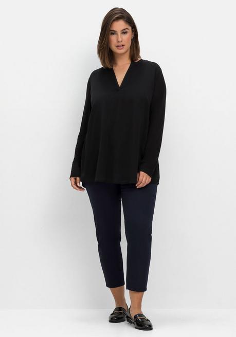 sheego Tunika im Lagenlook aus Chiffon und Jersey - schwarz sheego Begrenztes Angebot