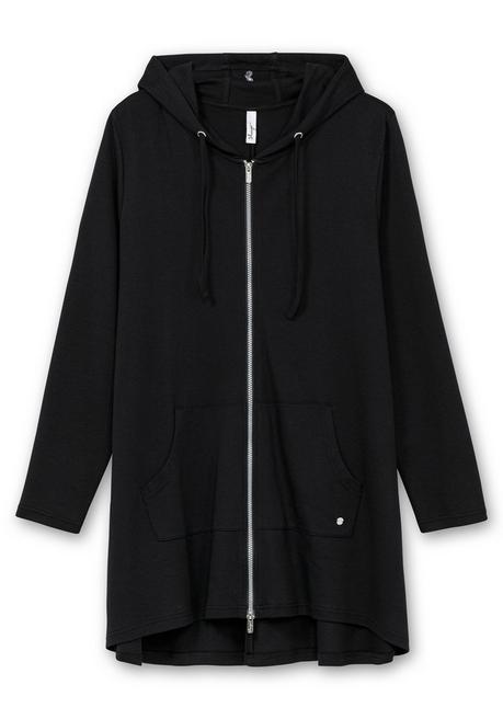 sheego Longshirtjacke mit Kapuze und Kängurutasche - schwarz sheego Online Shopping
