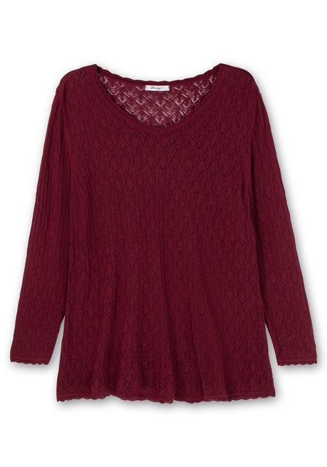 sheego Pullover aus Ajourstrick, in leichter A-Linie - weinrot sheego Exklusivangebot