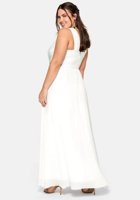 sheego Abendkleid mit Spitzenoberteil und Chiffonrock - offwhite sheego Jubiläumsangebot
