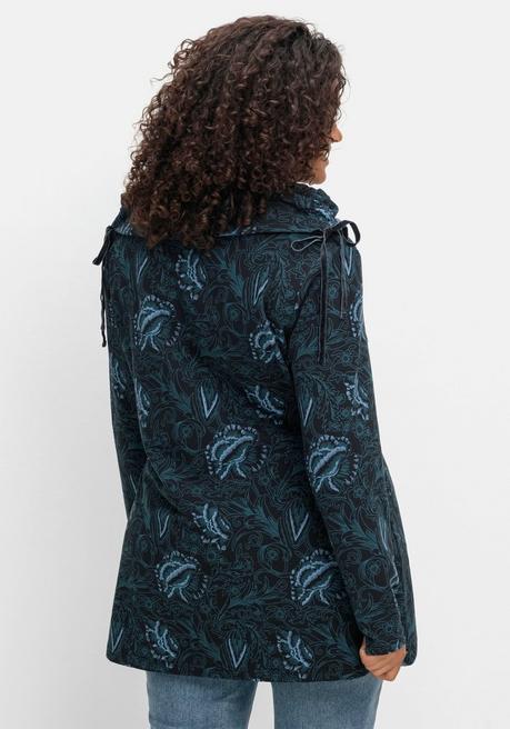 sheego by Joe Browns Sweatshirt in Longform mit weitem Kragen - schwarz bedruckt sheego Lagerräumung