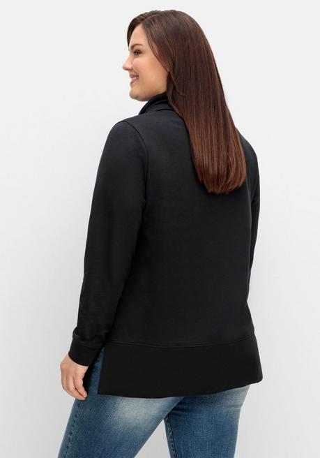 sheego Sweatshirt mit Stehkragen und Applikation seitlich - schwarz sheego Heißer Verkauf