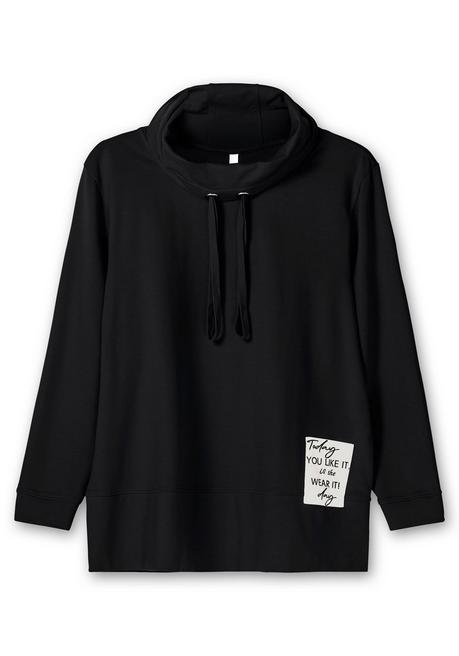 sheego Sweatshirt mit Stehkragen und Applikation seitlich - schwarz sheego Heißer Verkauf