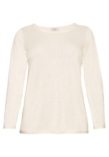 sheego Longpullover mit U-Boot-Ausschnitt und Leinenanteil - offwhite sheego Top Angebot