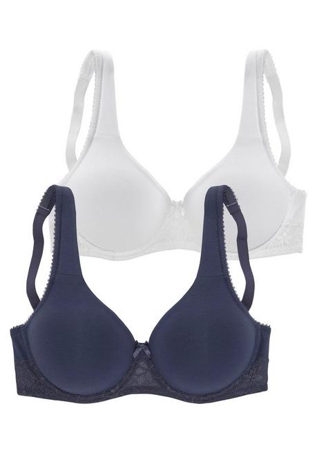 NUANCE Doppelpack T-Shirt BHs - marine+weiß sheego Zeitlich begrenztes Angebot