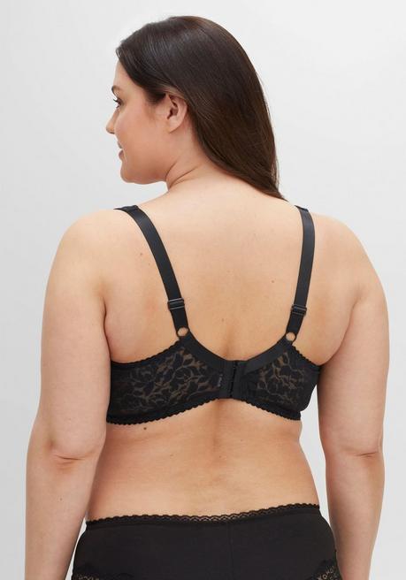 sheego BH ohne Bügel mit leicht transparenter Spitze - schwarz sheego Super Sparpreis