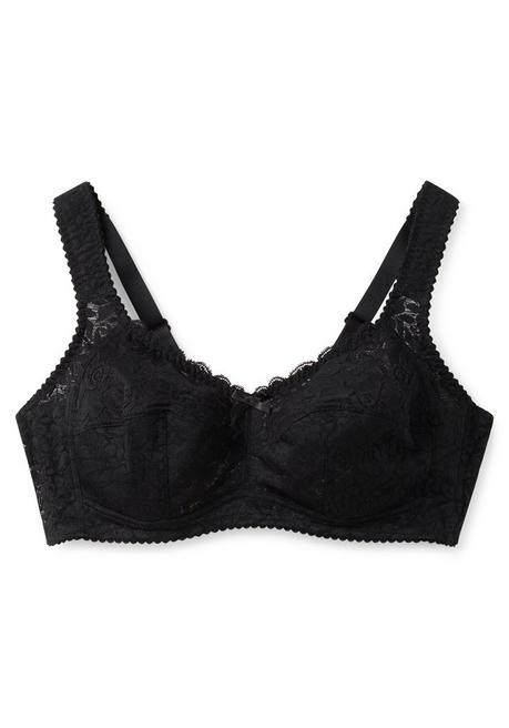 sheego BH ohne Bügel mit leicht transparenter Spitze - schwarz sheego Super Sparpreis