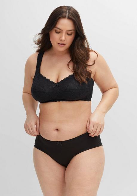 sheego BH ohne Bügel mit leicht transparenter Spitze - schwarz sheego Super Sparpreis