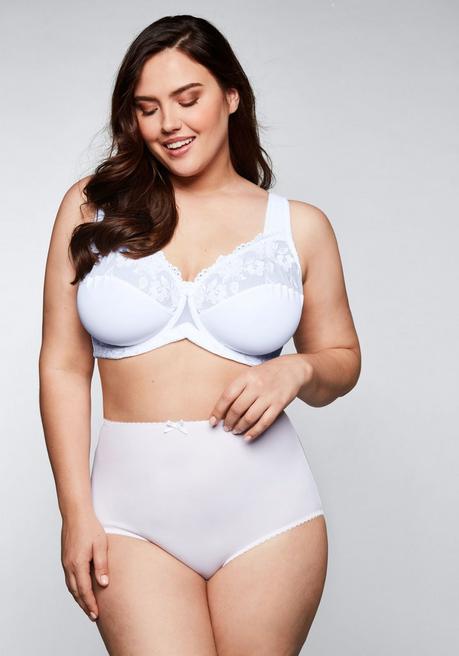 sheego Bügel-BH mit leicht transparenter Spitze - weiß sheego Begrenzte Freigabe