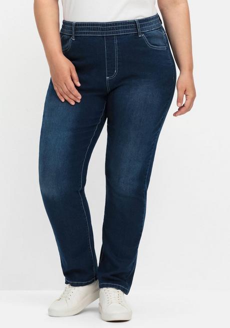 sheego Gerade Jeans mit Rundum-Dehnbund - dark blue Denim sheego Meist gekauft