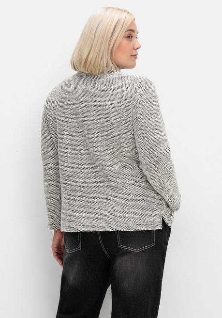 sheego Sweatshirt in Bouclé-Qualität, mit Troyerkragen - ecru gemustert sheego Blitzverkäufe